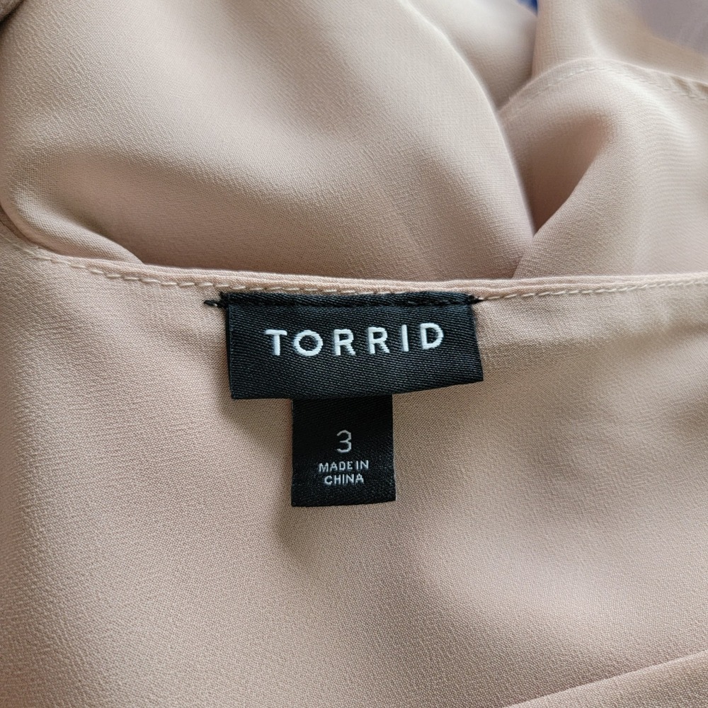 Torrid Womens Plus Size 3X Blush Pink Chiffon Tiered Cami Top Adjustable Straps - Picture 4 of 7
